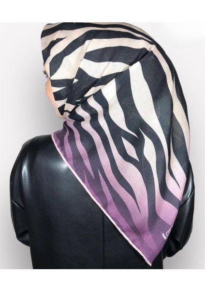 Soft Pamuk Siyah Zebra Desen Kadın Eşarp