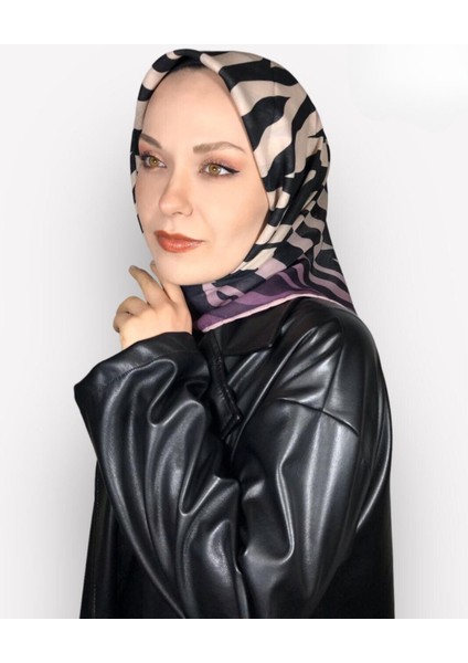 Soft Pamuk Siyah Zebra Desen Kadın Eşarp
