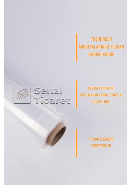 Eşya Paketleme Taşınma Mobilya Sarma Koruma Ambalaj Koli Streci Falçata Palet Streç Film 400 Metre