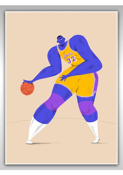 Magic Johnson Poster 45X60CM Nba Basketbol Afiş - Kalın Poster Kağıdı Dijital Baskı