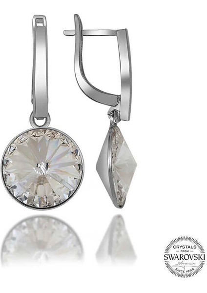 Aya Diamond Swarovski Crystal Taşlı Gümüş Beyaz Sallantılı Kadın Küpe