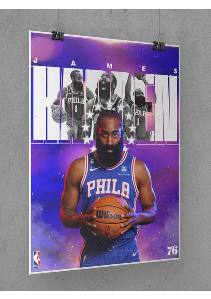 James Harden Poster 45X60CM Nba Basketbol Afiş - Kalın Poster Kağıdı Dijital Baskı