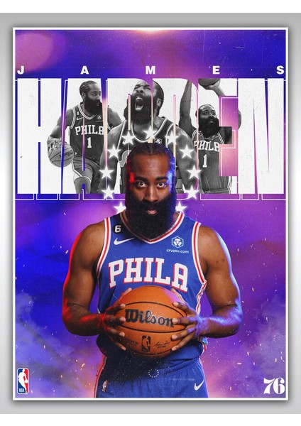 James Harden Poster 45X60CM Nba Basketbol Afiş - Kalın Poster Kağıdı Dijital Baskı