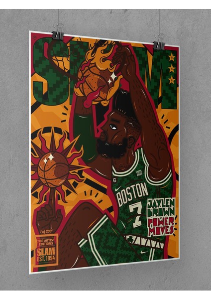 Jaylen Brown Poster 45X60CM Nba Basketbol Afiş - Kalın Poster Kağıdı Dijital Baskı