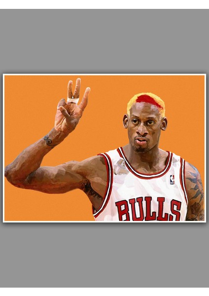 Dennis Rodman Poster 45X60CM Nba Basketbol Afiş - Kalın Poster Kağıdı Dijital Baskı