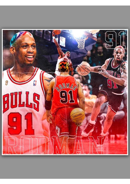 Dennis Rodman Poster 60X60CM Nba Basketbol Afiş - Kalın Poster Kağıdı Dijital Baskı