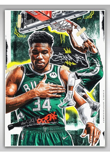 Giannis Antetokounmpo Poster 45X60CM Nba Basketbol Afiş - Kalın Poster Kağıdı Dijital Baskı