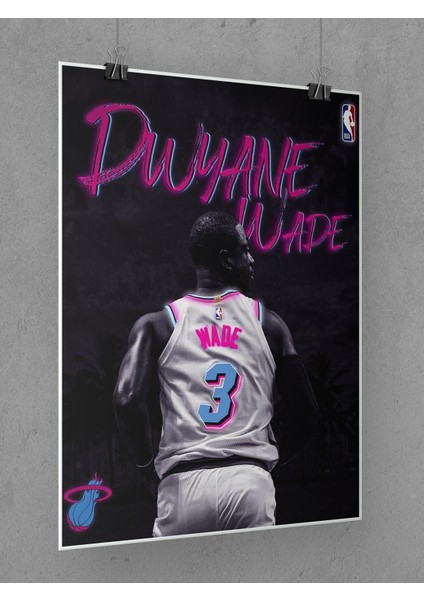 Dwyane Wade Poster 45X60CM Nba Basketbol Afiş - Kalın Poster Kağıdı Dijital Baskı