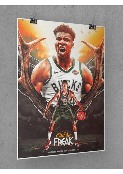 Giannis Antetokounmpo Poster 45X60CM Nba Basketbol Afiş - Kalın Poster Kağıdı Dijital Baskı