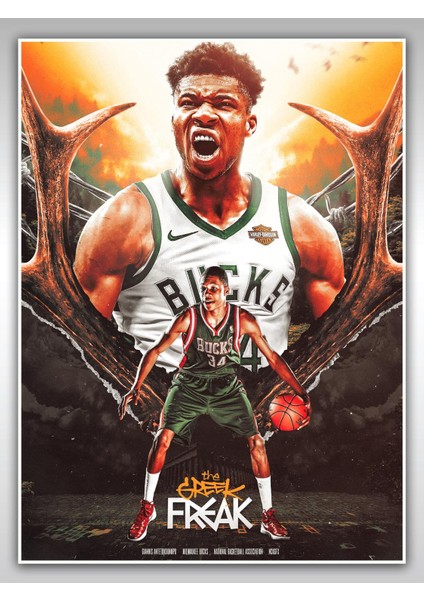 Giannis Antetokounmpo Poster 45X60CM Nba Basketbol Afiş - Kalın Poster Kağıdı Dijital Baskı