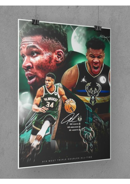 Giannis Antetokounmpo Poster 45X60CM Nba Basketbol Afiş - Kalın Poster Kağıdı Dijital Baskı