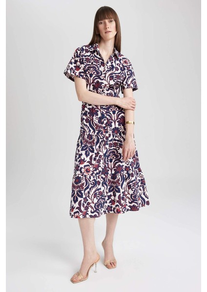 Baskılı Normal Bel Poplin Maxi %100 Pamuk Etek X7039AZ23SM modelleri