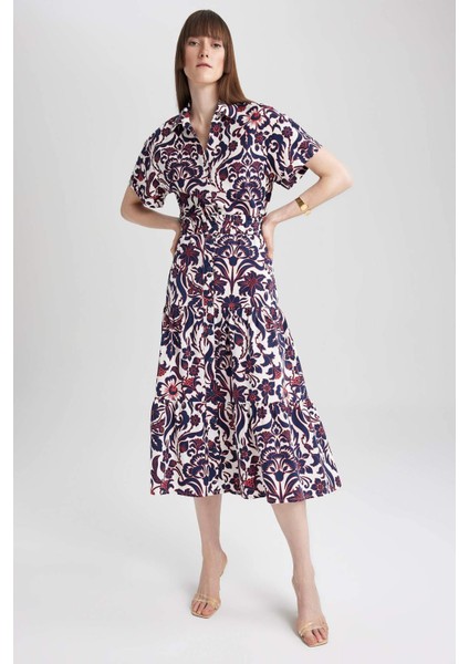 Baskılı Normal Bel Poplin Maxi %100 Pamuk Etek X7039AZ23SM fırsatları