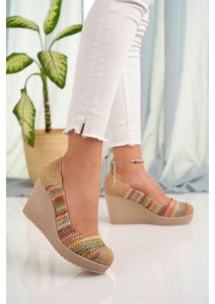 Dolgu Taban Dekolte Çok Renkli Kadın Ayakkabı fiyatları