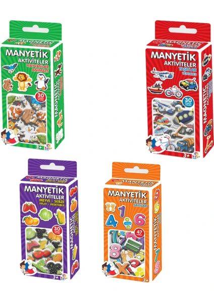 Magnet 4 Lü Set - Hayvanlar-Meyve Sebze-Taşıtlar-Sayılar