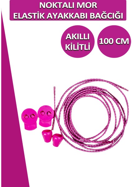 Lucky Akıllı Kilitli Elastik Noktalı Ayakkabı Bağcık 100 cm