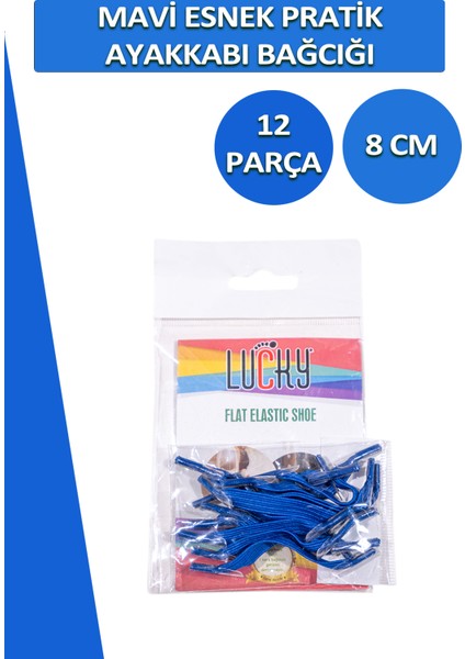 Lucky Yassı Esnek Pratik Elastik Ayakkabı Bağcık 1 Çift 12 Parça