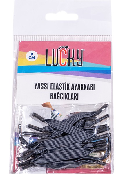 Lucky Yassı Esnek Pratik Elastik Ayakkabı Bağcık 1 Çift 12 Parça