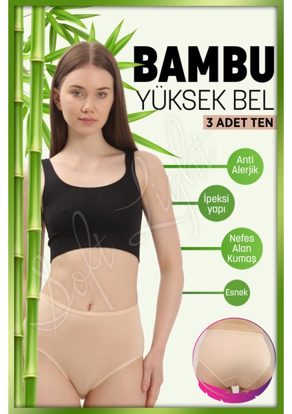3'lü Bambu Yüksek Bel Bato, Kadın Külot