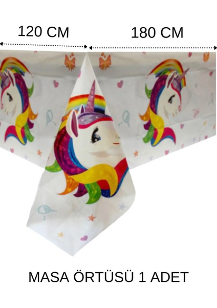 Unicorn 4'Lü Set Folyo Balon Masa Örtüsü Peçete Mısır Cips Kutusu fırsatları