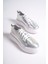 MB6304-GS Kadın Kalın Taban Gümüş Sim Hakiki Deri Sneaker & Spor Ayakkabı 4