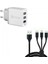 30W 3 Bağlantı Noktalı Hızlı Hızlı Şarj Qc 3.0 USB Duvar Şarj Cihazı + 3'ü 1 Arada Type-C + 8 Pin + Mikro USB Veri Şarj Kablosu (Yurt Dışından) 1