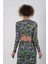 Lila Floral Vatkalı Crop Bluz 2