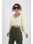 Sarı Büzgülü Kordonlu Crop Sweat 1