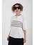 Çizgili Tek Omuz Çıtçıtlı Penye Bluz 1