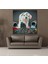 Boya Sıçramış Beyaz Köpek Kanvas Tablo 90X90CM 2