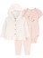 Kız Bebek 3'lü Hırkalı Set Pembe 1