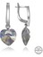 Swarovski Crystal Taşlı Gümüş Beyaz Kalp Sallantılı Kadın Küpe 2