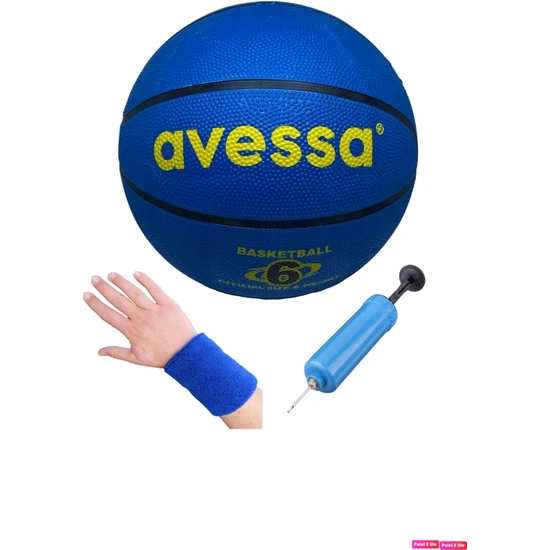 Avessa Brc Basket Topu Unisex Kauçuk Soft Touch Basketbol Topu Mavi + Pompa + Havlu Bileklik
