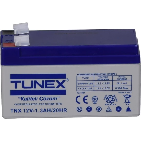 Tunex 12V 1,3A 0,51 kg Kuru Bakımsız Akü (97*43*53*59 Mm) TNX-12V1,3A