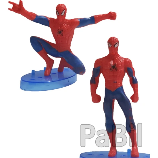 Pabil Spiderman - Örümcek Adam Aksiyon Figür Pasta Süsü 5 - 8 cm 2 Li -8