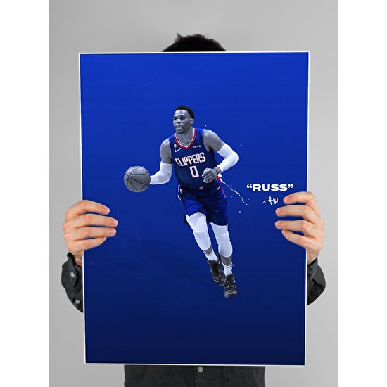Saturndesign Russell Westbrook Poster 60X90CM Nba Basketbol Afiş - Kalın Poster Kağıdı Dijital Baskı