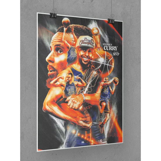 Saturndesign Stephen Curry Poster 45X60CM Nba Golden State Warriors Afiş - Kalın Poster Kağıdı Dijital Baskı