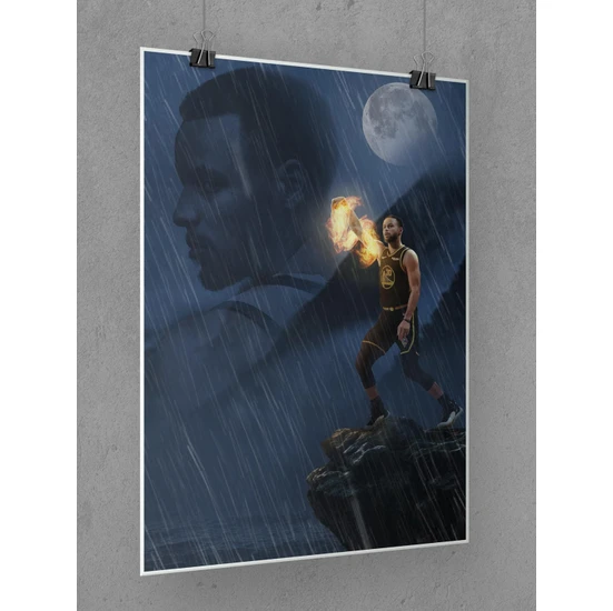 Saturndesign Stephen Curry Poster 45X60CM Nba Basketbol Afiş - Kalın Poster Kağıdı Dijital Baskı