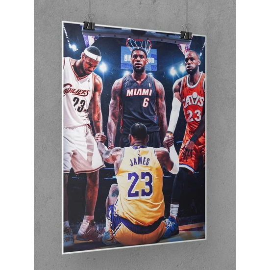 Saturndesign Lebron James Poster 45X60CM Nba Basketbol Afiş - Kalın Poster Kağıdı Dijital Baskı