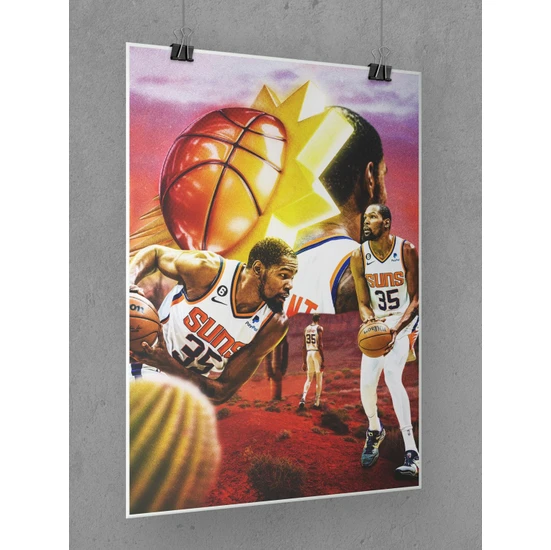 Saturndesign Kevin Durant Poster 45X60CM Nba Basketbol Afiş - Kalın Poster Kağıdı Dijital Baskı
