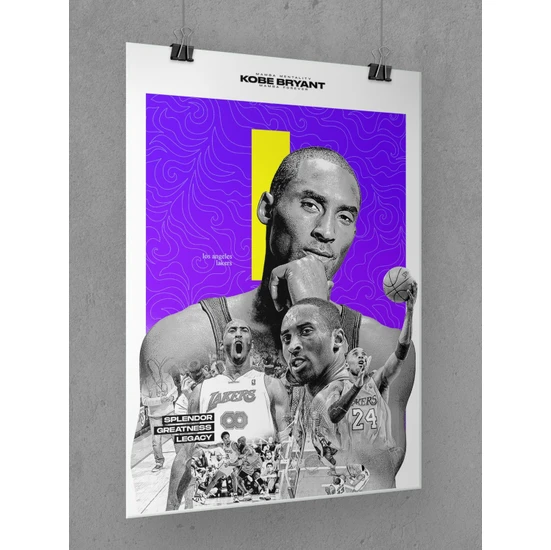 Saturndesign Kobe Bryant Poster 45X60CM Nba Basketbol Afiş - Kalın Poster Kağıdı Dijital Baskı