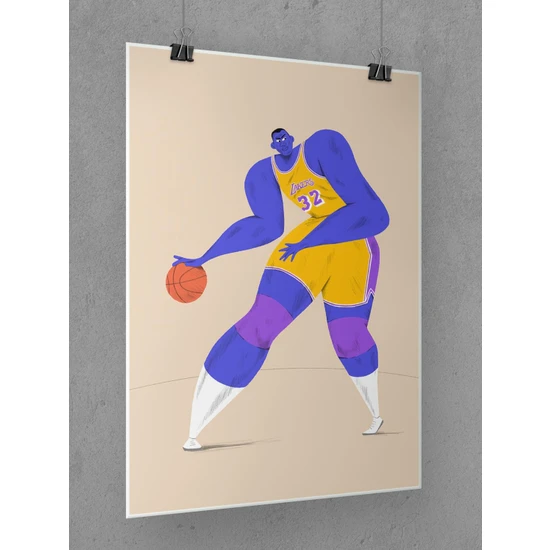 Saturndesign Magic Johnson Poster 45X60CM Nba Basketbol Afiş - Kalın Poster Kağıdı Dijital Baskı
