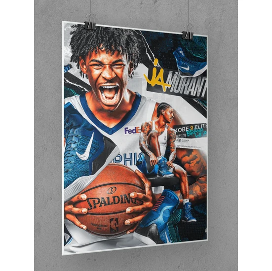 Saturndesign Ja Morant Poster 45X60CM Nba Basketbol Afiş - Kalın Poster Kağıdı Dijital Baskı