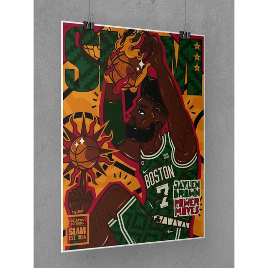 Saturndesign Jaylen Brown Poster 45X60CM Nba Basketbol Afiş - Kalın Poster Kağıdı Dijital Baskı