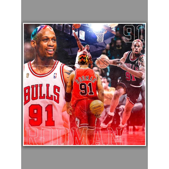 Saturndesign Dennis Rodman Poster 60X60CM Nba Basketbol Afiş - Kalın Poster Kağıdı Dijital Baskı