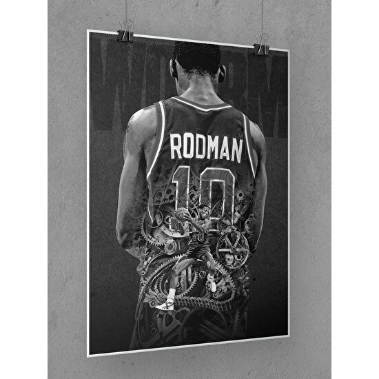 Saturndesign Dennis Rodman Poster 45X60CM Nba Basketbol Afiş - Kalın Poster Kağıdı Dijital Baskı