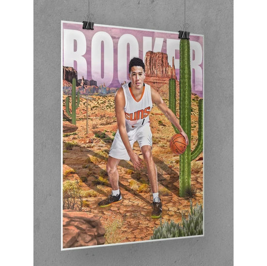 Saturndesign Devin Booker Poster 45X60CM Nba Basketbol Afiş - Kalın Poster Kağıdı Dijital Baskı