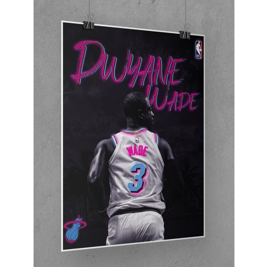 Saturndesign Dwyane Wade Poster 45X60CM Nba Basketbol Afiş - Kalın Poster Kağıdı Dijital Baskı