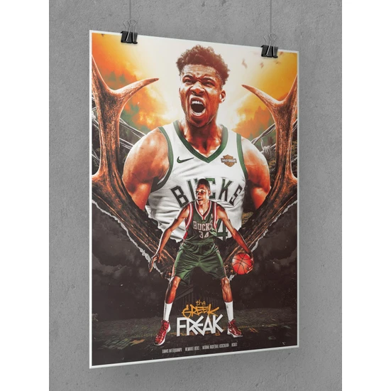 Saturndesign Giannis Antetokounmpo Poster 45X60CM Nba Basketbol Afiş - Kalın Poster Kağıdı Dijital Baskı