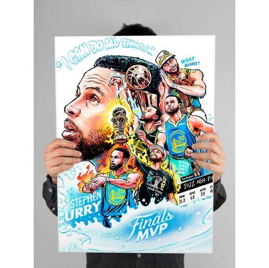 Saturndesign Stephen Curry Poster 60X90CM Nba Golden State Warriors Afiş - Kalın Poster Kağıdı Dijital Baskı